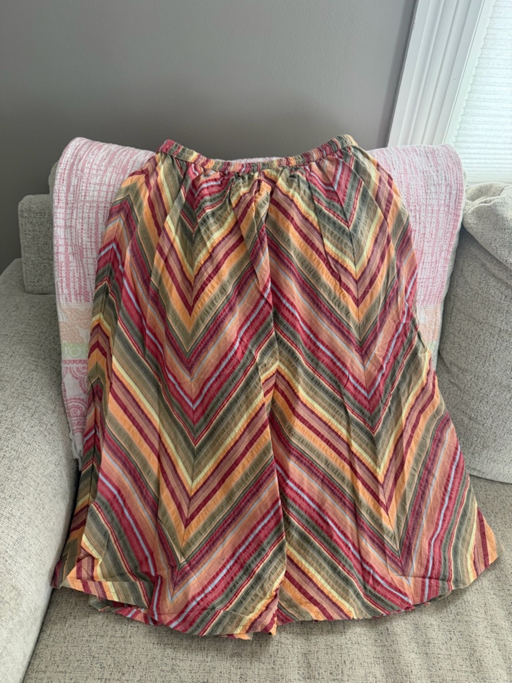 Classic A-Line Maxi Skirt in Multi Stripe 100% cotton made in India NWT